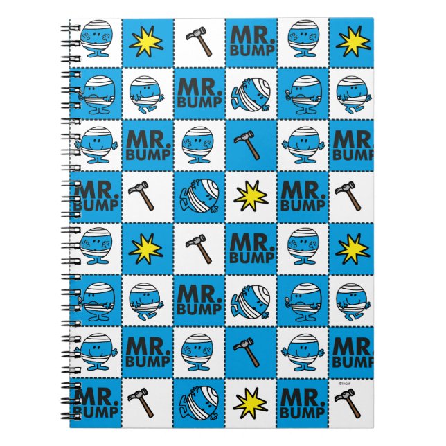 Mr Bump | Mosaic In Blue Pattern Spiral Notebook (Front)