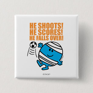 Mr. Bump Playing Soccer 15 Cm Square Badge