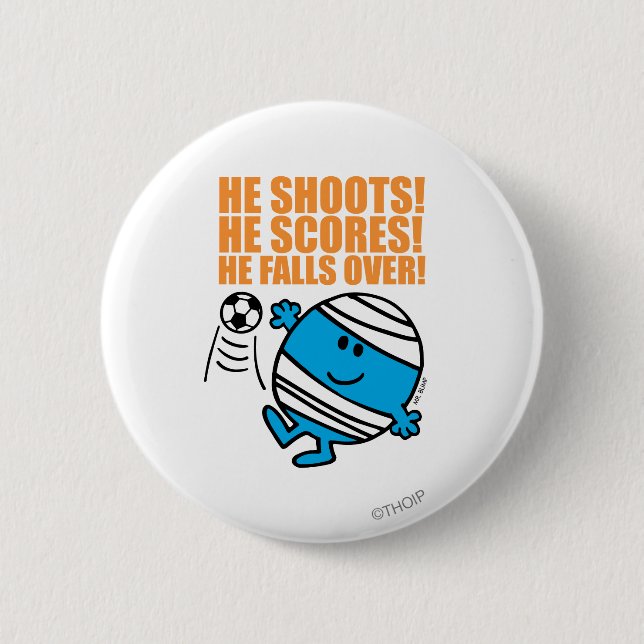 Mr. Bump Playing Soccer 6 Cm Round Badge (Front)