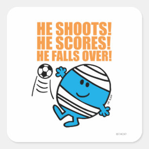 Mr. Bump Playing Soccer Square Sticker