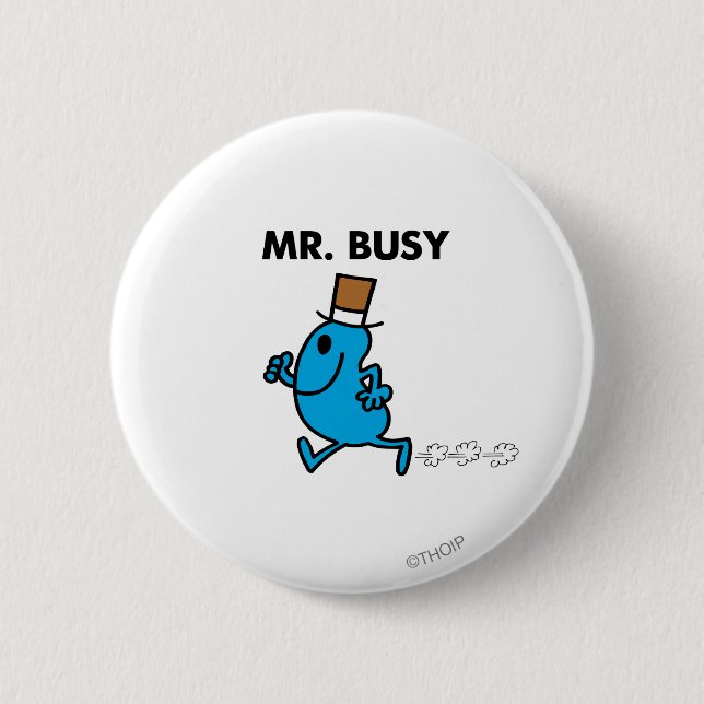 Mr. Busy Running Quickly 6 Cm Round Badge (Front)