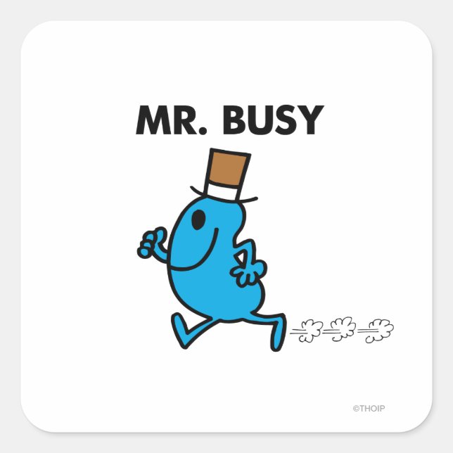 Mr. Busy Running Quickly Square Sticker (Front)