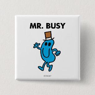 Mr. Busy Waving Hello 15 Cm Square Badge