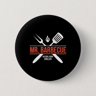 Mr. Byrbecue Shirt Natural Born Griller  6 Cm Round Badge