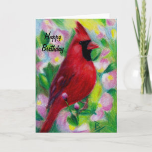 Mr. Cardinal aceo Birthday Card