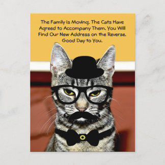 Mr. Cat Announces Upcoming Family Move Announcement Postcard