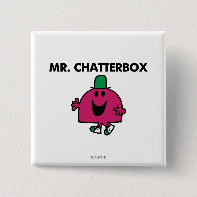 Mr. Chatterbox Waving Hello 15 Cm Square Badge (Front)