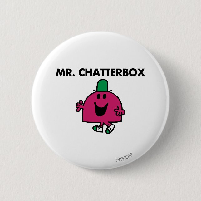 Mr. Chatterbox Waving Hello 6 Cm Round Badge (Front)