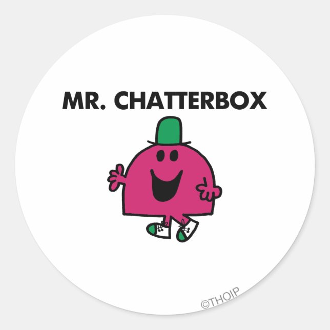 Mr. Chatterbox Waving Hello Classic Round Sticker (Front)