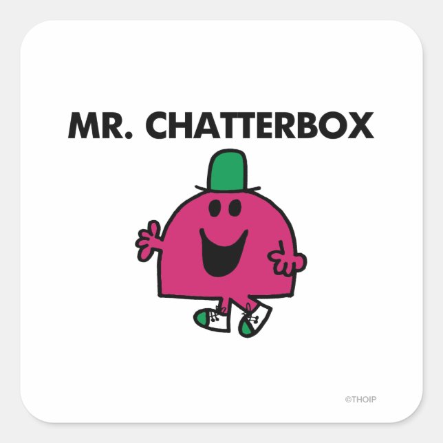 Mr. Chatterbox Waving Hello Square Sticker (Front)