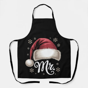 Mr Christmas Santa Hat Snowflakes Couples Holiday Apron