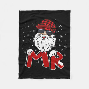 Mr Claus Costume Christmas Funny Santa Hat Family Fleece Blanket