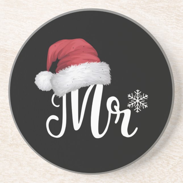 Mr Claus Couples Matching Christmas Pyjamas Santa Coaster (Front)