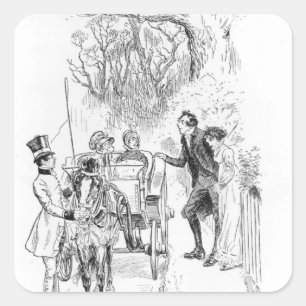 Mr. Collins and Charlotte were both standing Square Sticker