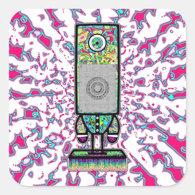 Mr. colourful psychedelic one eyed speaker v1 square sticker (Front)