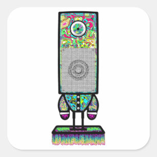 Mr. colourful psychedelic one eyed speaker v2 square sticker
