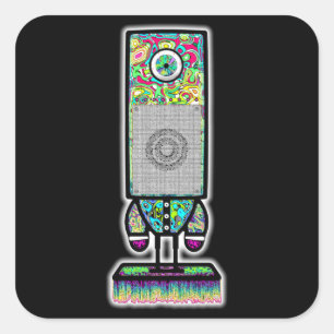 Mr. colourful psychedelic one eyed speaker v3.1 square sticker