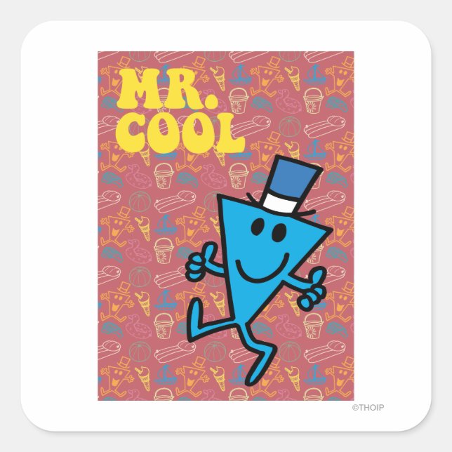 Mr. Cool | Colourful Background Square Sticker (Front)