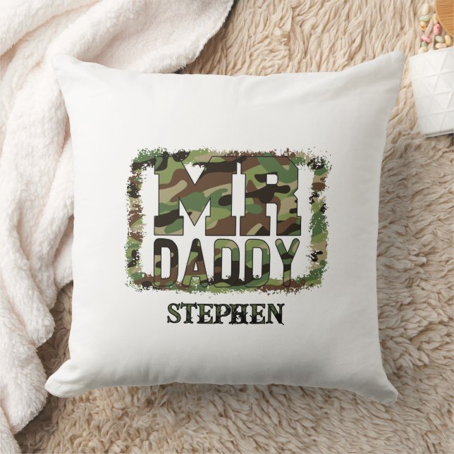 Mr. Daddy Camouflage Design with Custom Name Cushion (Blanket)