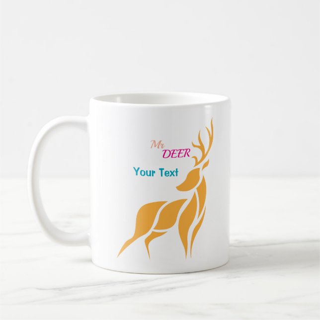 Mr. Deer Graphic – Rustic Woodland Style Coffee Mug (Left)