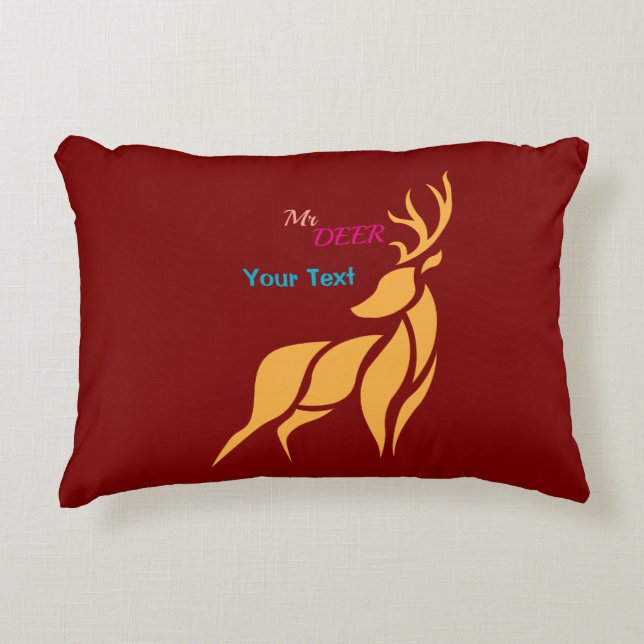 Mr. Deer Graphic – Rustic Woodland Style Decorative Cushion (Front)