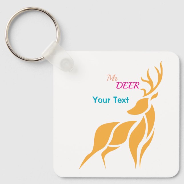 Mr. Deer Graphic – Rustic Woodland Style Key Ring (Front)