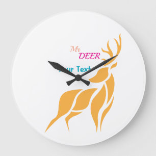 Mr. Deer Graphic – Rustic Woodland Style Large Clock