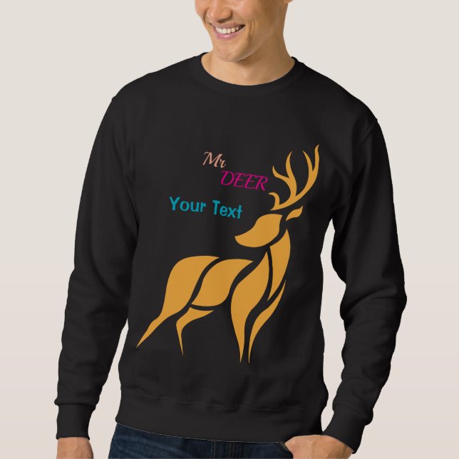 Mr. Deer Graphic – Rustic Woodland Style Sweatshirt (Front)
