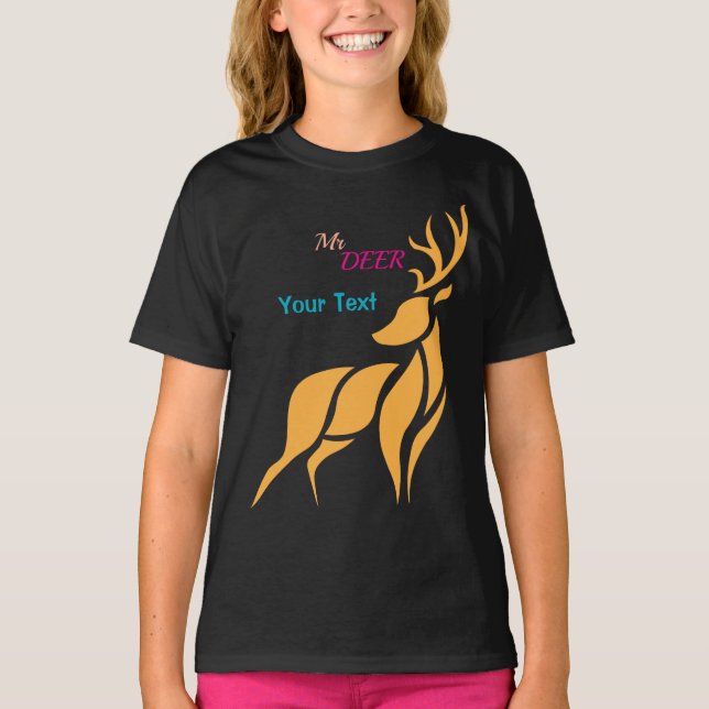 Mr. Deer Graphic – Rustic Woodland Style T-Shirt (Front)
