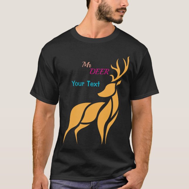 Mr. Deer Graphic – Rustic Woodland Style T-Shirt (Front)