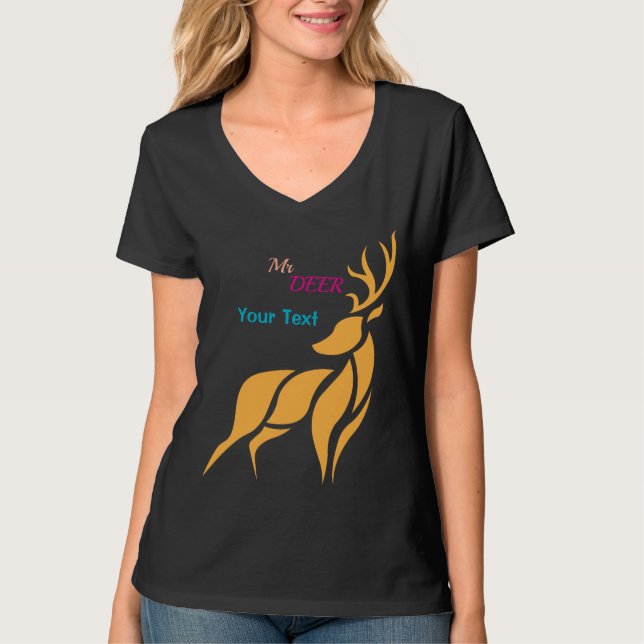Mr. Deer Graphic – Rustic Woodland Style T-Shirt (Front)