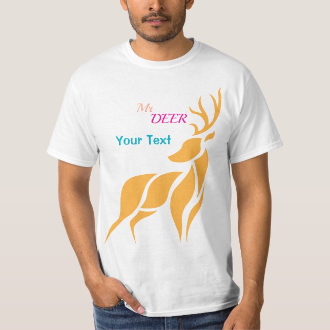 Mr. Deer Graphic – Rustic Woodland Style T-Shirt (Front)