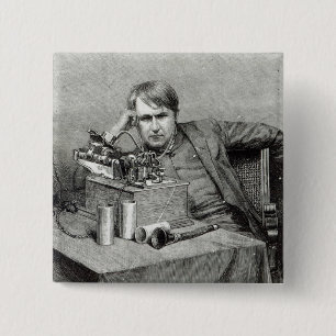 Mr.Edison's New Phonograph 15 Cm Square Badge