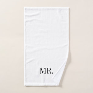 Mr Elegant Minimalist Black White Hand Towel