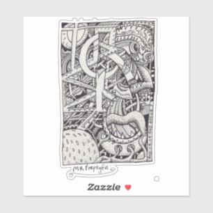 Mr Emptyful, Ink Drawing Rectangular Sticker