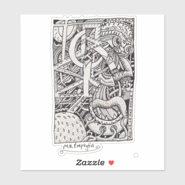 Mr Emptyful, Ink Drawing Rectangular Sticker (Sheet)