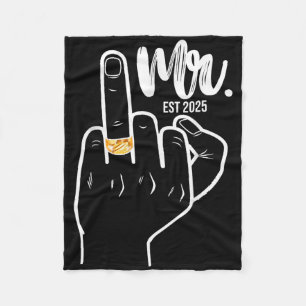 Mr. Est. 2025 Just Married Husband Wedding Finger Fleece Blanket