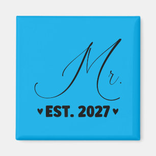Mr Est 2027 Just Married Couple Wedding Party Mrs Magnet