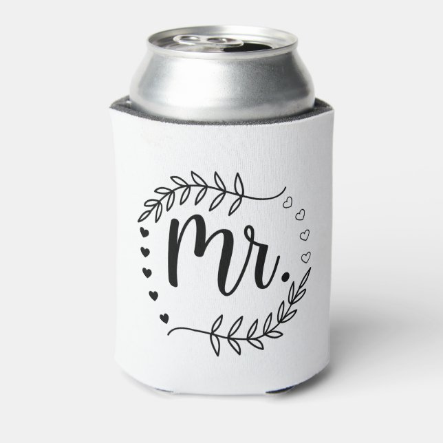 Mr. Ever After – Elegant Heart & Laurel Emblem Can Cooler (Can Back)
