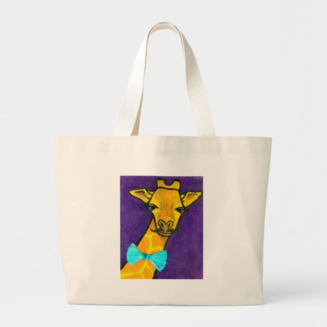 Mr. Fancy Giraffe Large Tote Bag (Front)