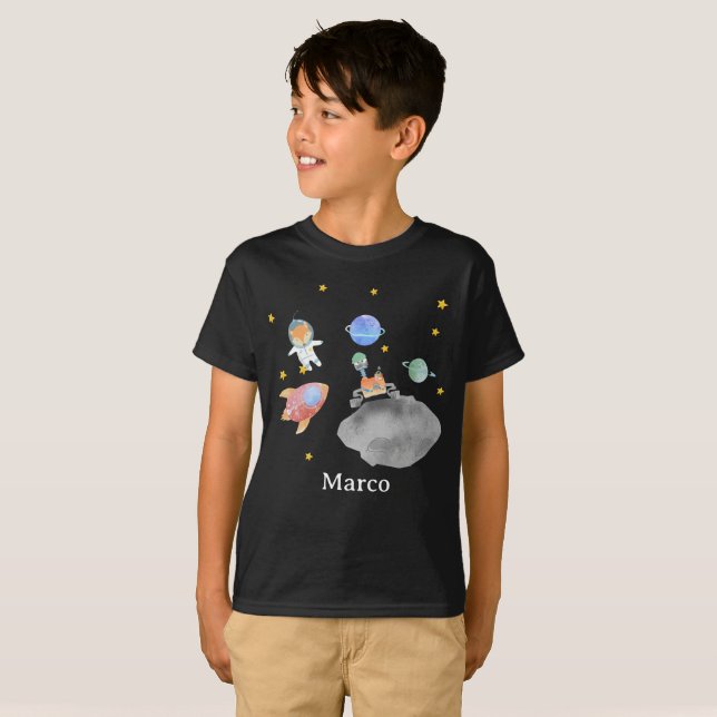 Mr Fox Astronaut in the Galaxy Boy T-Shirt Custom (Front Full)