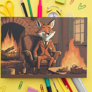 Mr. Fox Spreading Christmas Cheer Foil Holiday Postcard