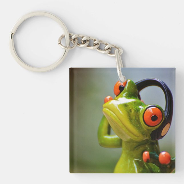 Mr. Frog with Headphones Acrylic Keychain (Front)