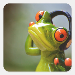 Mr. Frog with Headphones Square Sticker