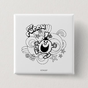 Mr. Funny   Black & White Swirls & Stars 15 Cm Square Badge
