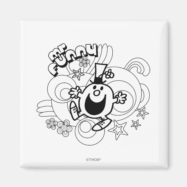 Mr. Funny | Black & White Swirls & Stars Magnet (Front)