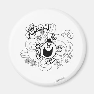 Mr. Funny Black & White Swirls & Stars Magnet