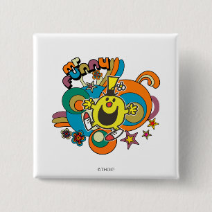 Mr. Funny Colourful Stars & Swirls 15 Cm Square Badge