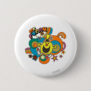 Mr. Funny Colourful Stars & Swirls 6 Cm Round Badge
