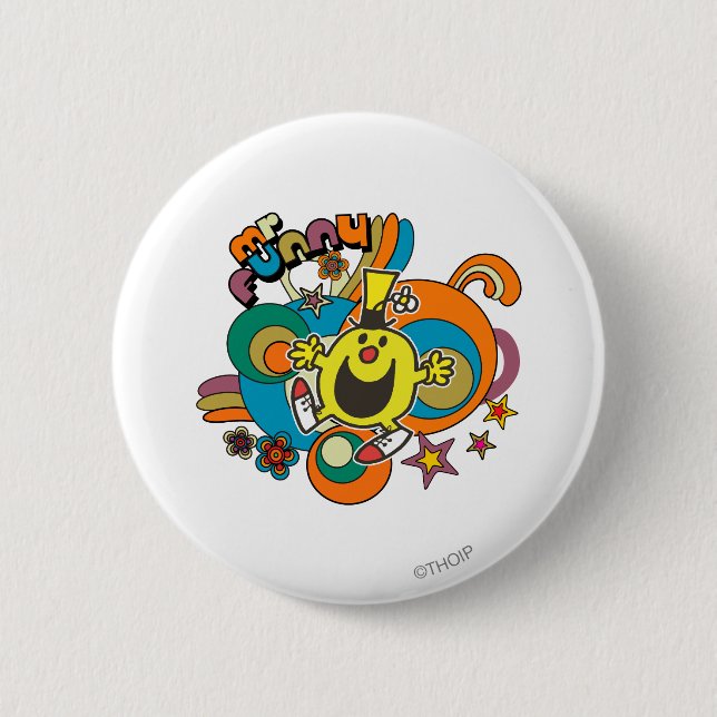 Mr. Funny | Colourful Stars & Swirls 6 Cm Round Badge (Front)